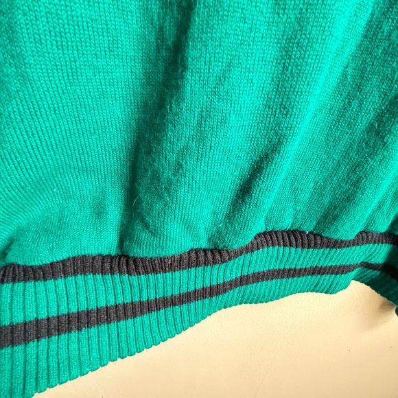 Robert Bruce Academia Vintage L/XL Mock Neck Varsity Green Black Crest Sweater - Picture 8 of 8